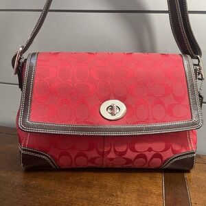 Coach F13972 MEDIUM Vintage Y2K Soho Cherry Red Signature C Shoulder Bag